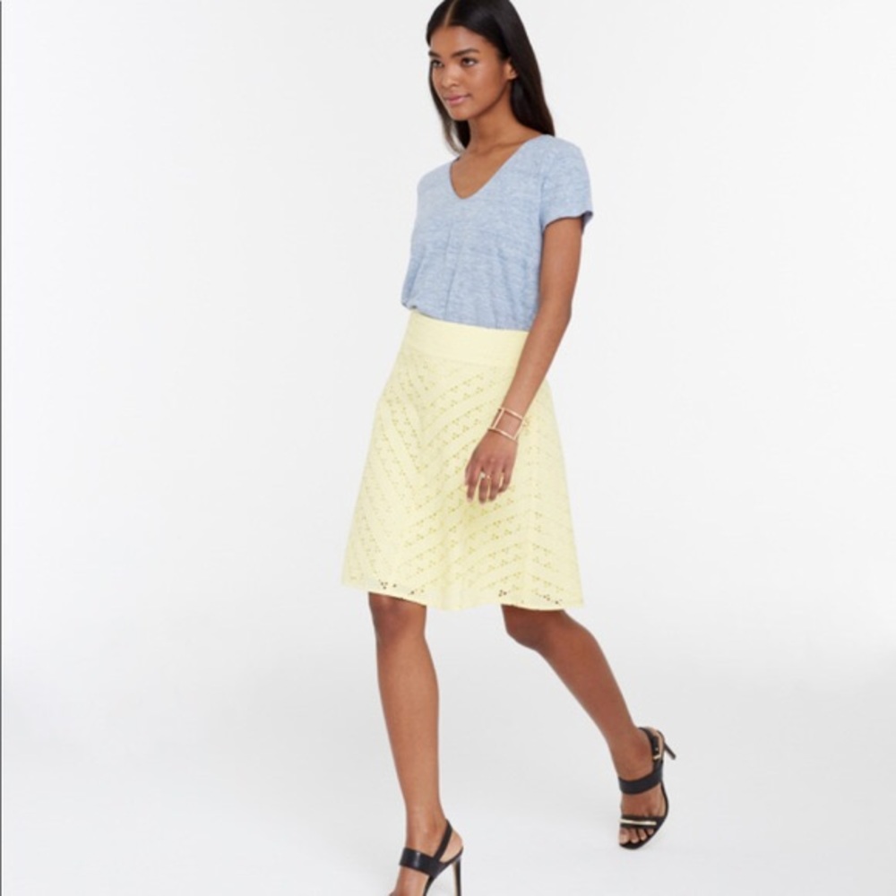 Ann Taylor Women’s Chevron Eyelet Yellow Skirt